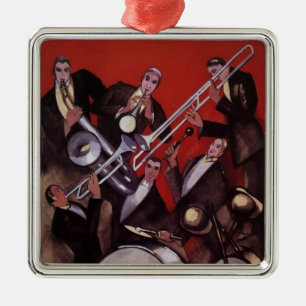 Ornamento De Metal Vintage Music, Art Deco Musical Jazz Banda Jamming