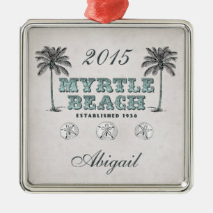 Ornamento De Metal Vintage Myrtle Beach Carolina do Sul Personalizada