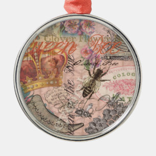 Ornamento De Metal Vintage Queen Bee Linda Colagem de Meninas