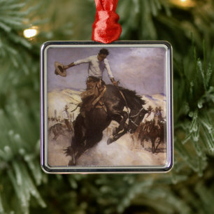 Ornamento De Metal Vintage Rodeo Cowboy, Breezy Riding by WHD Koerner