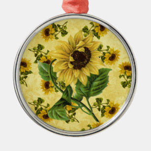 Ornamento De Metal Vintage Sunflower