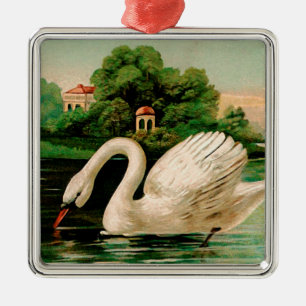 Ornamento De Metal Vintage Swan no lago