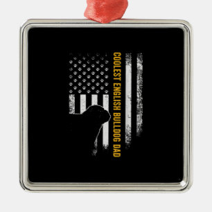 Ornamento De Metal Vintage USA American Flag Coolest English Buldog