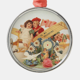 Ornamento De Metal Vintage Victorian Dia de os namorados, Crianças no