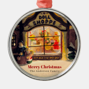 Ornamento De Metal Vintage Victorian Era Doll Shoppe Window at Night