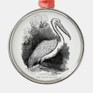 Ornamento De Metal Vintage White Pelican