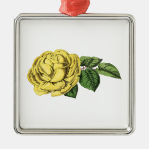 Ornamento De Metal Vintage Yellow Rose