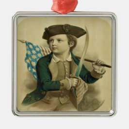 Ornamento De Metal Vintage Young Boy com Ornament de Sinalizador e Sa