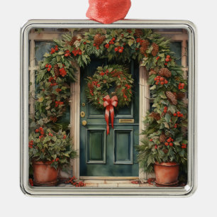 ORNAMENTO DE METAL VINTAGEM OU PORTA DE NATAL DESCORTADA