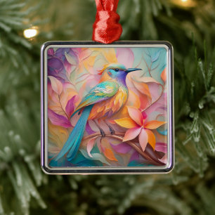 Ornamento De Metal Violet Throed Songbird Fantasy Bird
