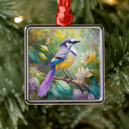 Ornamento De Metal Violet Tufted Jay Fantasy Bird