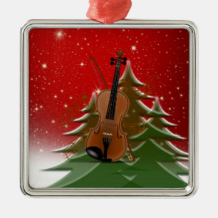 Ornamento De Metal Violino no Natal,