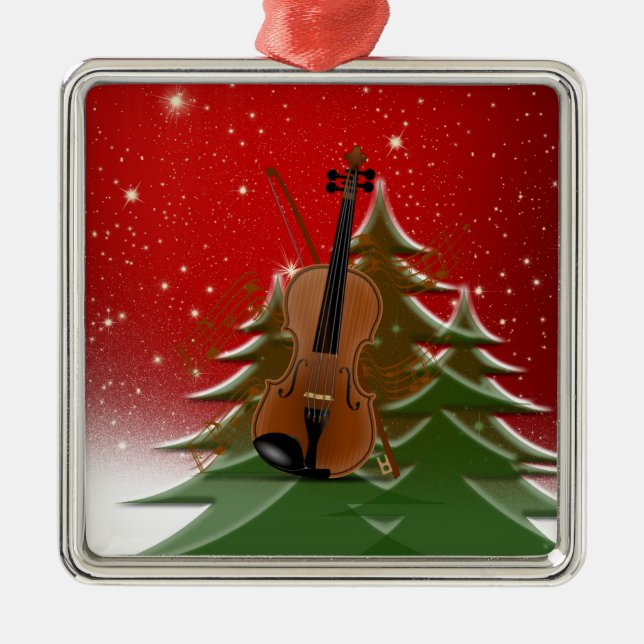 Ornamento De Metal Violino no Natal, (Frente)