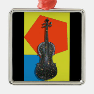 Ornamento De Metal Violino pintado com a mão antiga