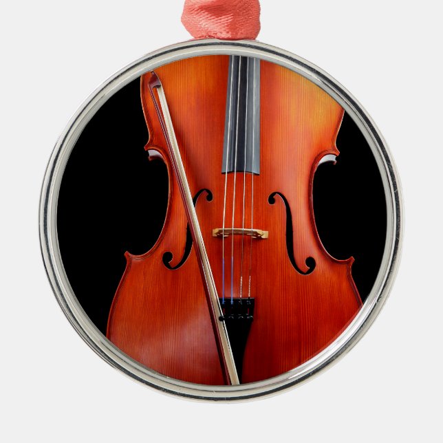 Ornamento De Metal Violoncelo clássico no preto (Frente)