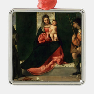 Ornamento De Metal Virgin e criança com o St Anthony de Pádua