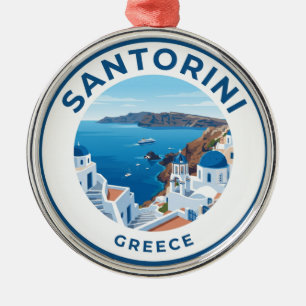 Ornamento De Metal Vista da Caldeira Santorini Grécia