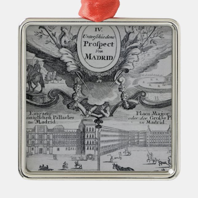 Ornamento De Metal Vista da cidade de Madrid (Frente)