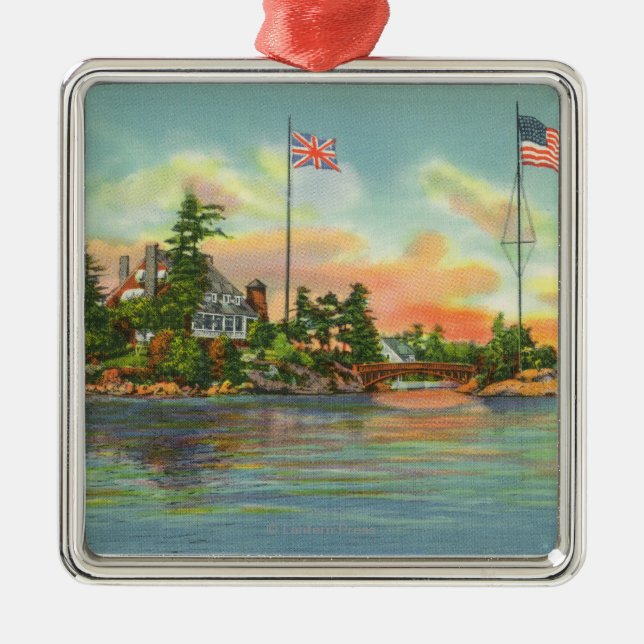 Ornamento De Metal Vista da ilha de Zavikon (Frente)