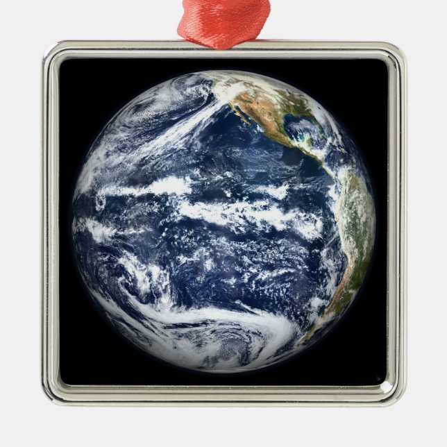 Ornamento De Metal Vista da Terra do Cheio centrada sobre o Pacífico  (Frente)