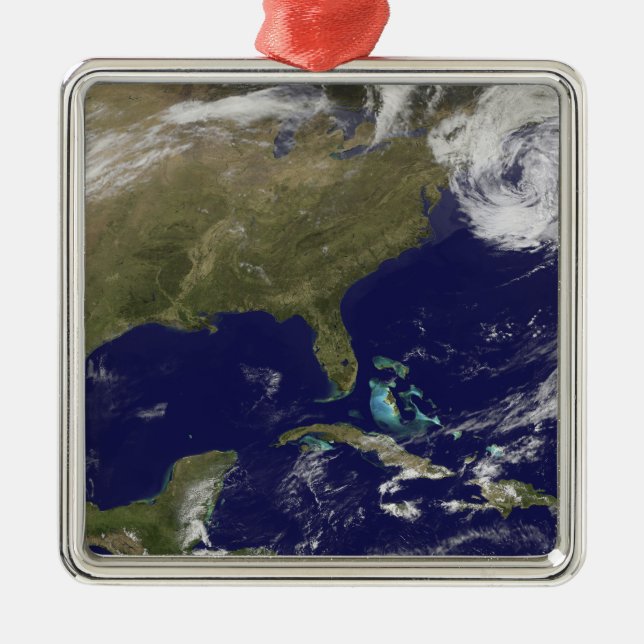 Ornamento De Metal Vista de satélite da Costa Leste dos Estados Unido (Frente)