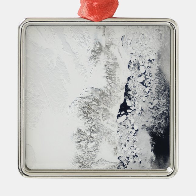 Ornamento De Metal Vista de satélite da costa oriental de Greenlan (Frente)