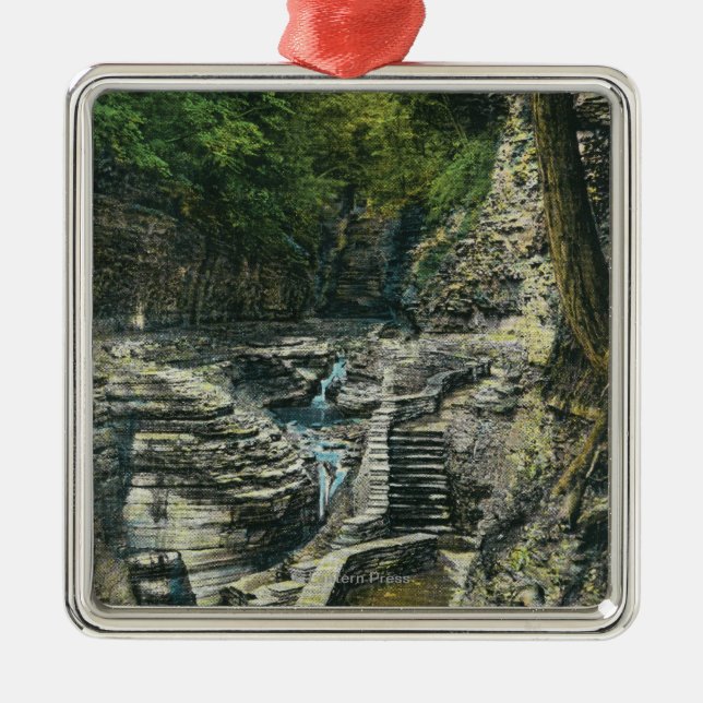 Ornamento De Metal Vista de uma ponte de suspensão (Frente)