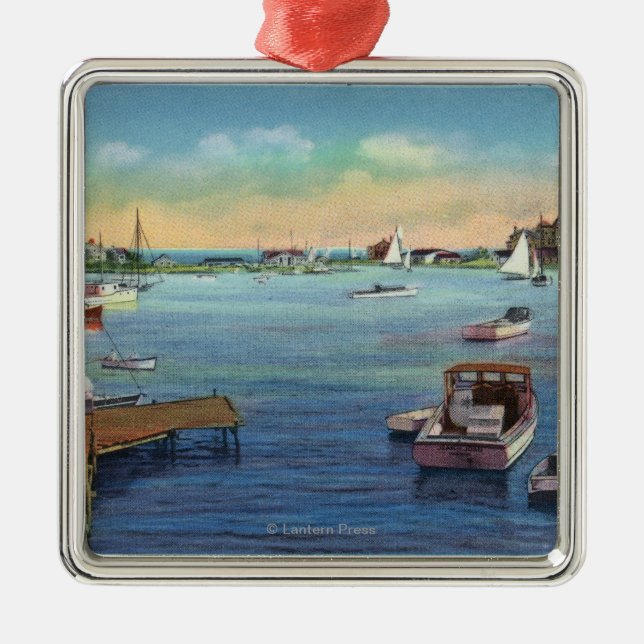 Ornamento De Metal Vista do porto de Harwichport Wychmere (Frente)