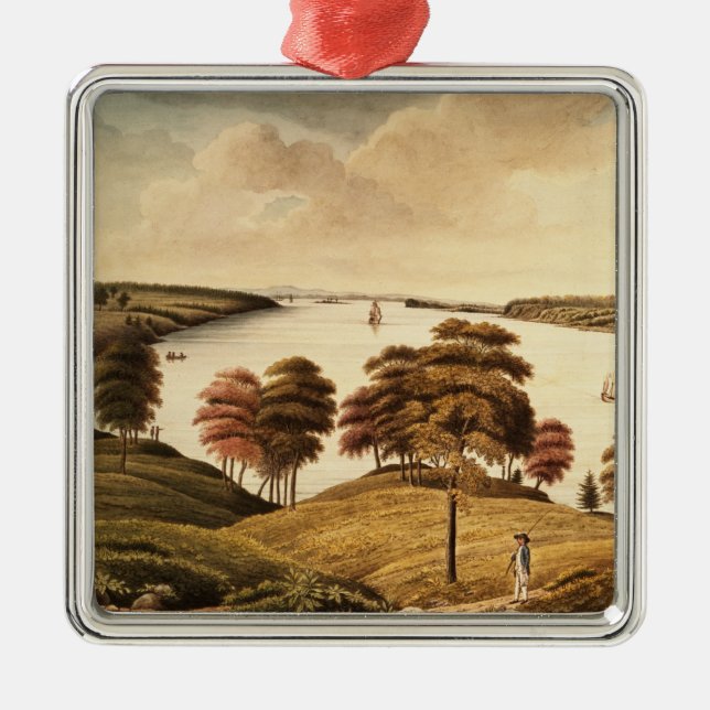 Ornamento De Metal Vista do Rio Hudson do forte Knyphansen (Frente)