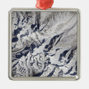 Ornamento De Metal Vista satélite de uma geleira Himalaia
