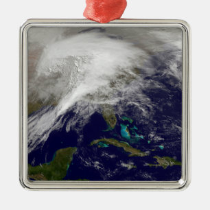 Ornamento De Metal Vista satélite de uma tempestade maciça do inver