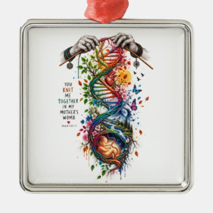 Ornamento De Metal Você Me Teceu Juntos – Salmo 139:13 Mãe e Bebê