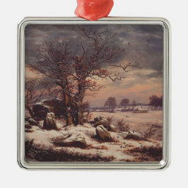 Ornamento De Metal Vordingborg no Inverno por J.C. Dahl Fine Art