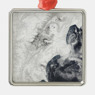 Ornamento De Metal Vulcões na Península Central de Kamchatka