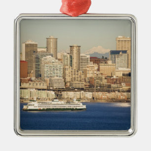Ornamento De Metal WA, Seattle, panorama de Seattle e Elliott Bay