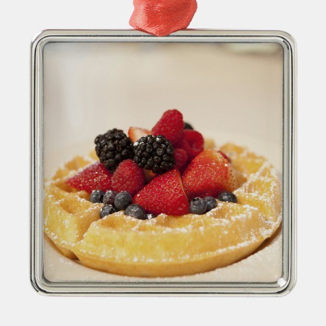 Ornamento De Metal waffle de fruta fresca (Frente)