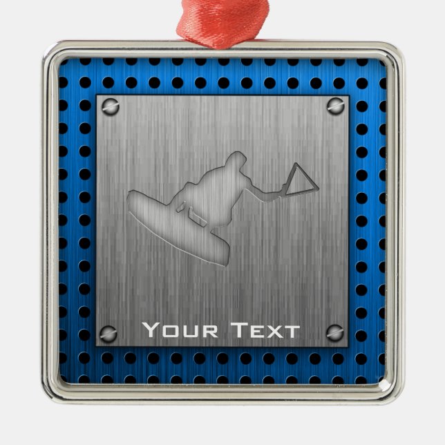 Ornamento De Metal Wakeboarder escovado do Metal-olhar (Frente)