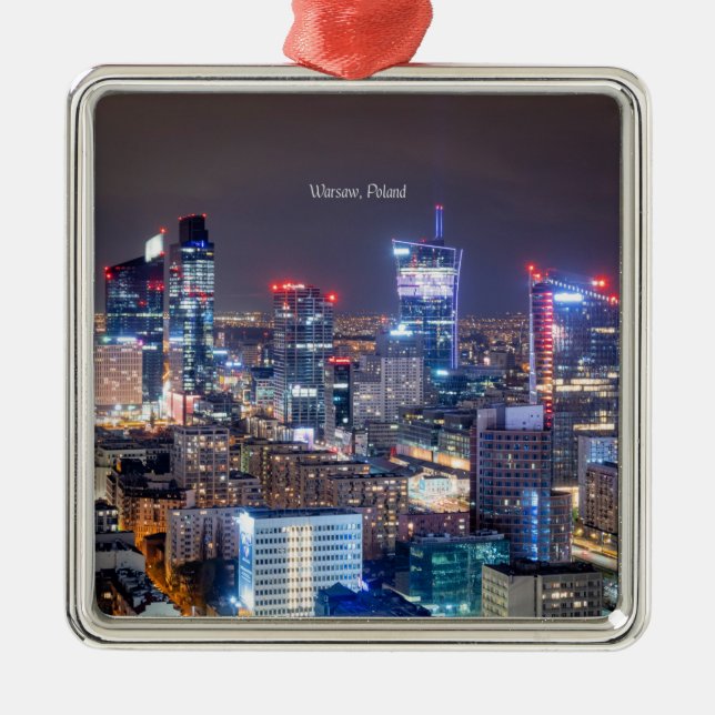 Ornamento De Metal Warsaw, Poland skyline,  (Frente)