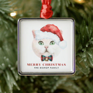 Ornamento De Metal Watercolor British Shorthair Cat Feliz Natal