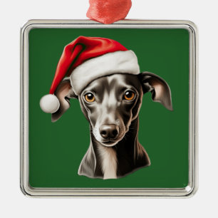 Ornamento De Metal Watercolor Christmas — Greyhound Italiano