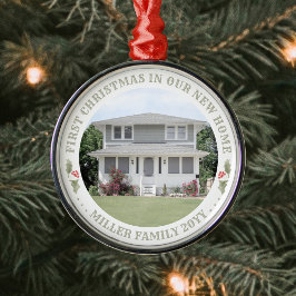 Ornamento De Metal Watercolor Holly New Home First Xmas House Foto