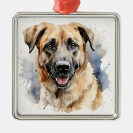 ORNAMENTO DE METAL WATERCOLOR TAN ANATOLIAN SHEPHERD DOG