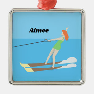 Ornamento De Metal Waterski, estilo Vintage