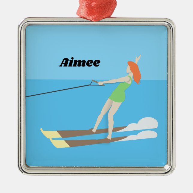 Ornamento De Metal Waterski, estilo Vintage (Frente)