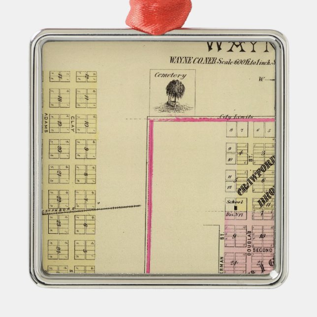 Ornamento De Metal Wayne, Nebraska (Frente)