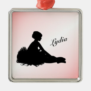 Ornamento De Metal Weary Ballerina Personalizada com Nome Rosa