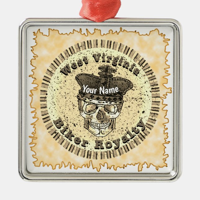 Ornamento De Metal West Virginia Biker  (Frente)