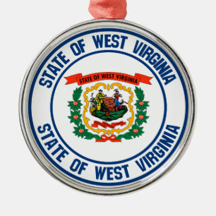 Ornamento De Metal West Virginia Round Emblem