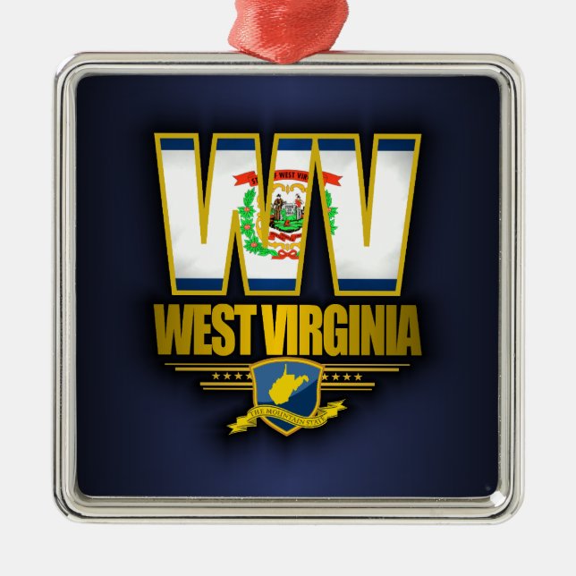 Ornamento De Metal West Virginia (WV) (Frente)