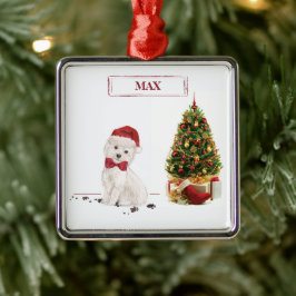 Ornamento De Metal Westie Natal Divertido com Árvore
